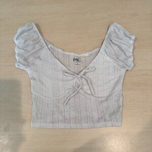 Pacsun White Cropped Sweetheart Neckline Puff Short Sleeve T-Shirt Top Small